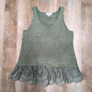 Cloudchaser Green Sleeveless Knit Sweater Top Women's Size XL